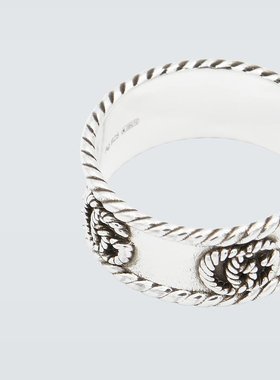 潮奢 Gucci 古驰 男士 双G纯银戒指 000919