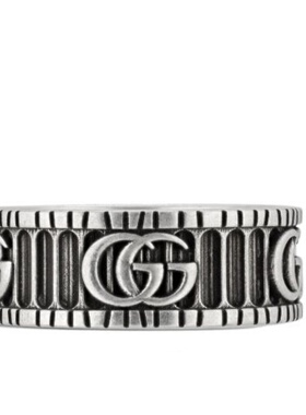自营GUCCI 男士戒指 YBC551899001 SS2023 白色 双G环戒指