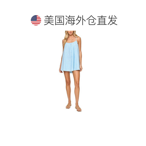 自营l spaceL*Space Melody Linen-Blend Cover Up - blue 美国奥 - 图1
