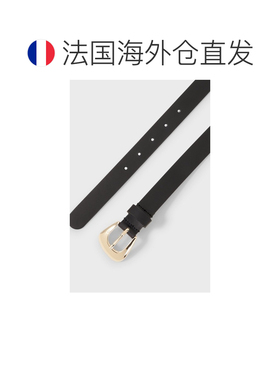 自营欧洲直邮HUGO BOSS雨果博斯 女士黑色意大利皮革金色角形搭扣