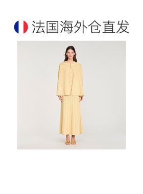 自营欧洲直邮Sandro桑德罗 女士金色粘胶纤维镶钻针织斗篷