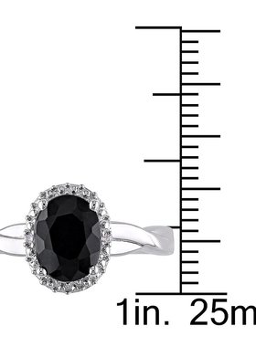 美国直邮Julianna B朱莉安娜女士戒指黑色蓝宝石交叉时尚简约休闲