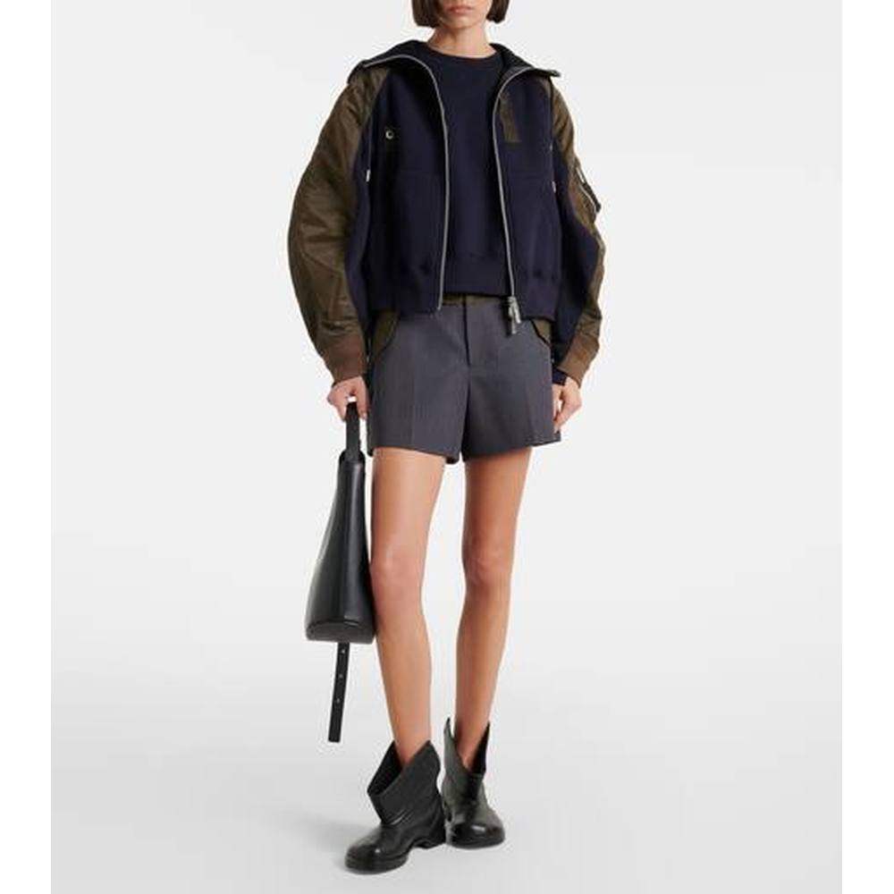 香港直邮潮奢 Sacai 女士 棉混纺斜纹布夹克 green绿色 舒适时尚,淘宝优惠券,粉丝福利购,淘宝优惠卷