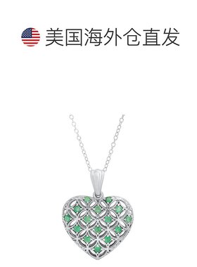 自营 max + stone925 纯银真正宝石心形花丝吊坠 18 英寸英寸 -