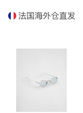 自营欧洲直邮Prada普拉达 女士蓝色金属字母标识太阳眼镜太阳镜