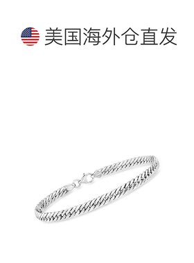 自营 Ross-Simons 意大利 14kt 白金古巴链手链 - 7 英寸 美国奥