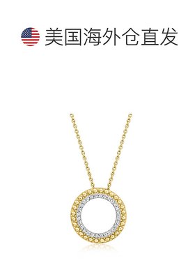 自营Ross-Simons Diamond Beaded-Edge Circle Pendant Necklace