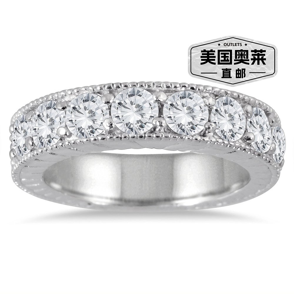 monary1 1/2 Carat TW Diamond Engraved Antique Ring in 10K Wh - 图0