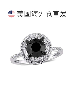 自营mimi & maxMimi&Max 1 5/8ct TW黑白钻石双光环戒指14k白金-