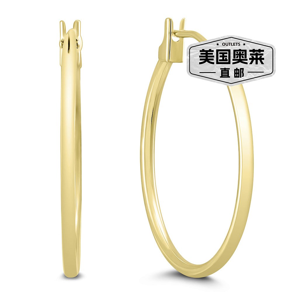 monary14K 黄金 21MM 圈形耳环（1.5MM Gage）- 黄色 【美国奥莱 - 图0