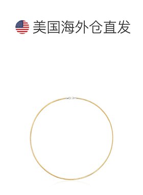 自营 Ross-Simons 意大利 2 毫米双面欧米茄项链，纯银和 18kt 纯