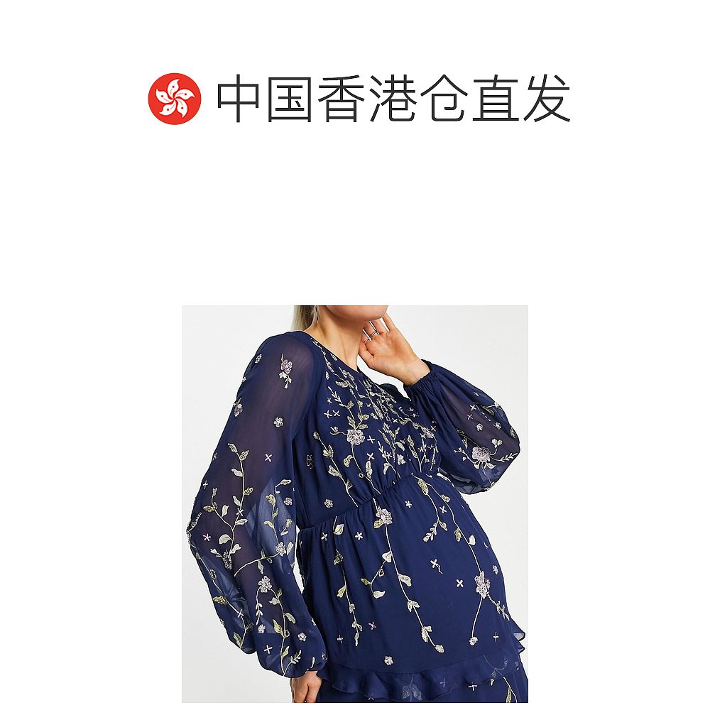 香港直邮潮奢 ASOS 女士wild bloom embrodiery 设计孕妇装精饰层 - 图1