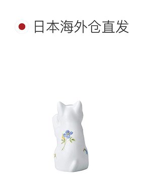 【日本直邮】Noritake则武 摆件招财猫一对 高12宽6.5cm花朵图案