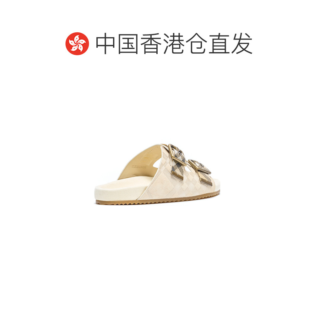 1h可退 香港直邮BURBERRY/博柏利 女士 双扣格子拖鞋 26SS,淘宝优惠券,粉丝福利购,淘宝优惠卷