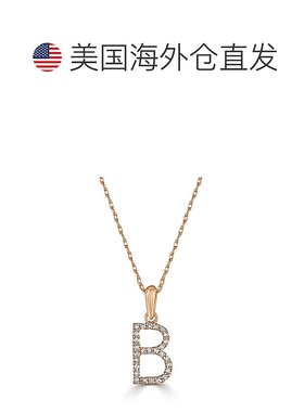 自营 sabrina14k 玫瑰金和钻石初始项链 - 玫瑰 b 美国奥莱直发