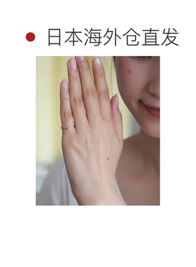 1h可退 日本直邮Canal 4℃ 女士K10白金镶钻小指戒指 精致线条交