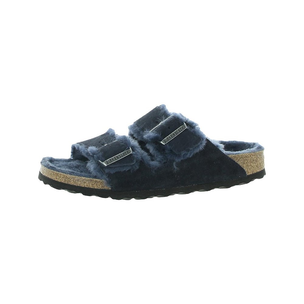 birkenstockArizona 剪羊毛女式软木扣鞋垫凉鞋 - 黑色 【美国奥 - 图2