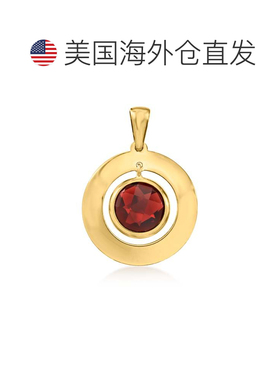 自营Ross-Simons 红宝石圆盘吊坠 14 克拉黄金 - 红色 美国奥莱直