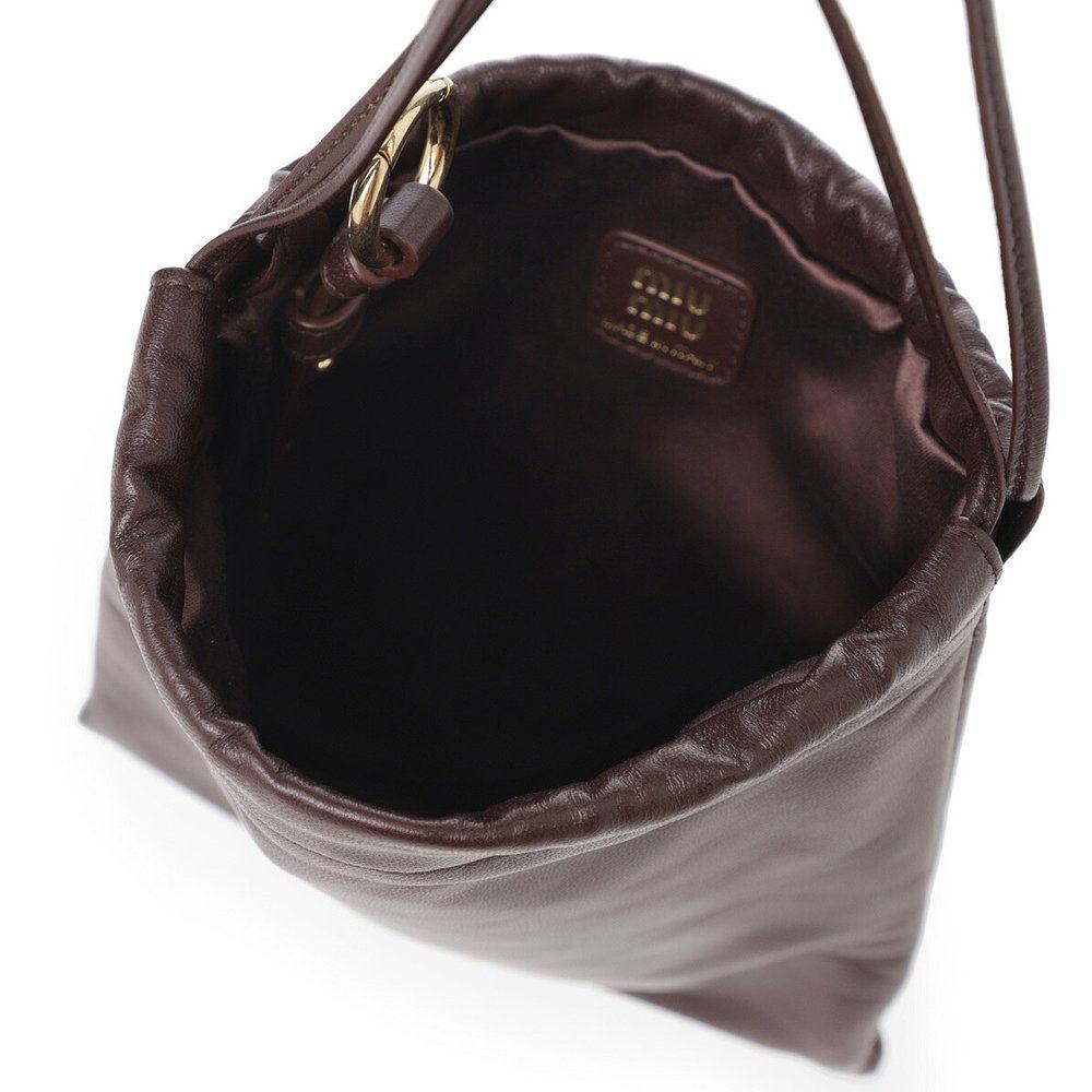 日本直邮Miu Miu 束口袋包 棕色 女款 5ng010 2csw f0nbl - 图3