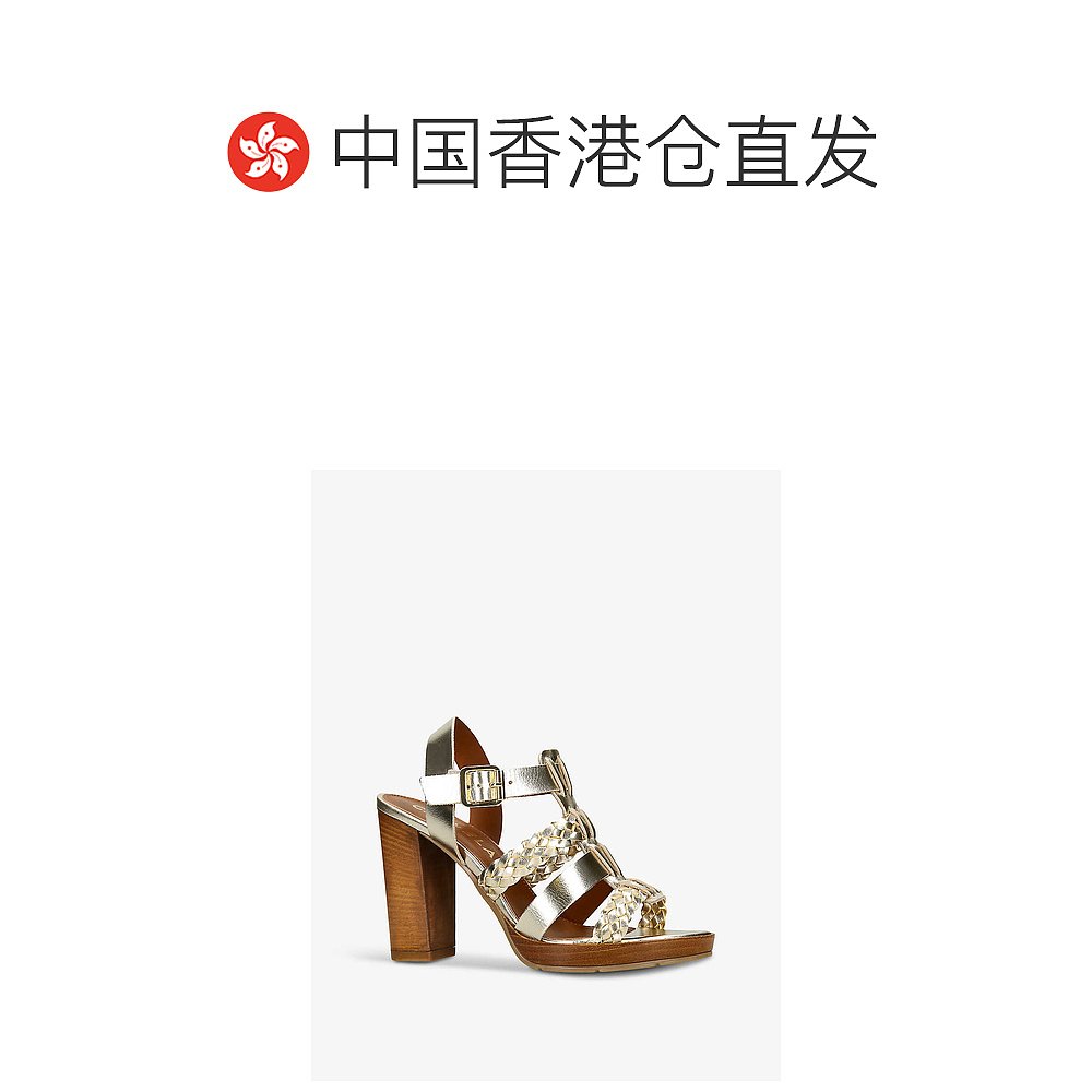 香港直邮潮奢 Carvela 女士 Krill 编织带高跟皮质凉鞋 - 图1