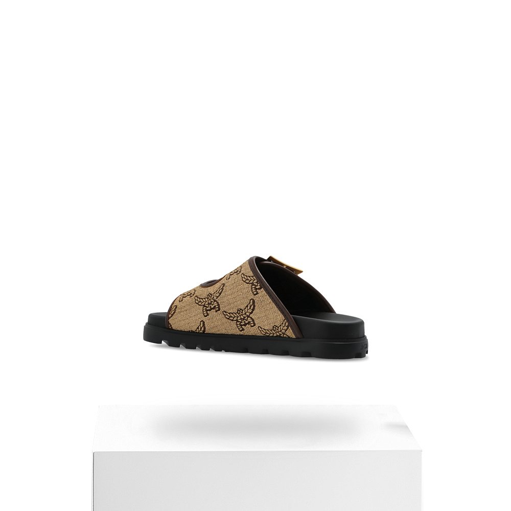 1h可退 MCM 女士拖鞋 MESFSMM070IN SS2025 浅棕色 Slides with V - 图3
