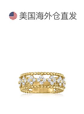 自营14 克拉黄金 Ross-Simons 钻石开放空间花朵戒指 - 白色 美国