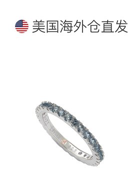 自营 Suzy Levian 纯银细水绿色方晶锆石永恒戒指 - 蓝色 美国奥