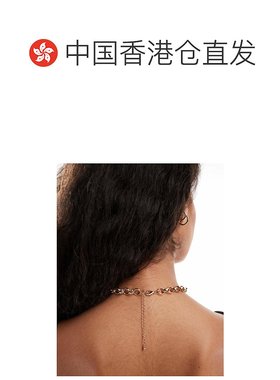 1h可退 香港直邮ASOS 女士 and moon 设计项链式粗框链条吊坠磨毛