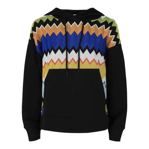自营m missoniMetallic Chevron Hoodie - black print multi 美 - 图0