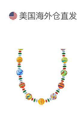 自营 Ross-Simons 意大利多色穆拉诺玻璃珠项链 18 克拉金 - 18