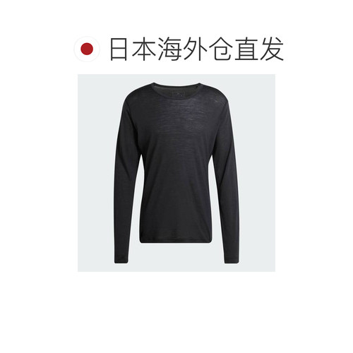 日本直邮Adidas/阿迪达斯纯色修身圆领长袖T恤日版男款 HZ8559 - 图1