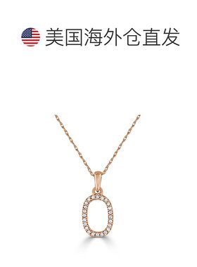 自营 sabrina14k 玫瑰金和钻石初始项链 - 玫瑰 o 美国奥莱直发