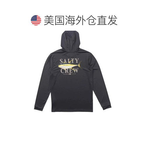 自营Men's Salty Crew Hoodie Gray Stretch UPF 50+ Long Sleeve - 图1