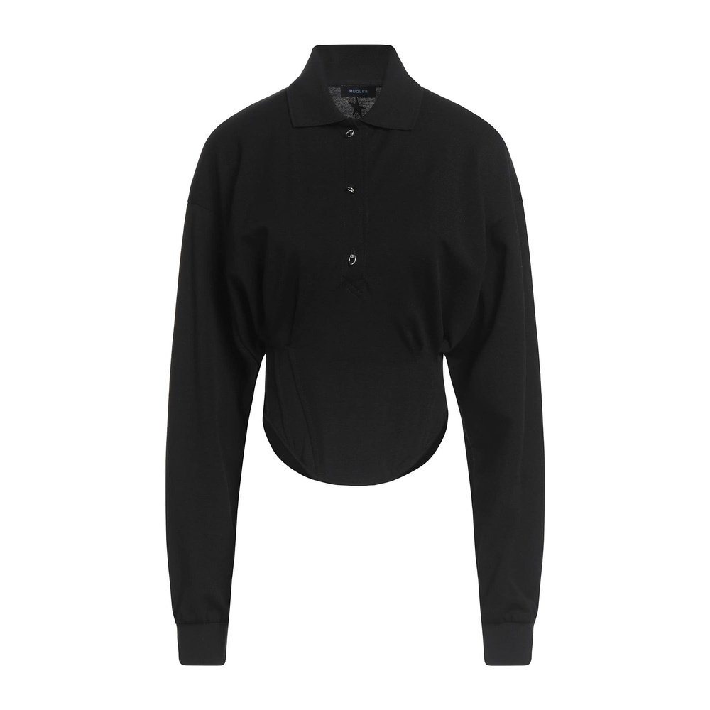 1h可退 香港直邮Mugler 穆勒 女士 Polo衫 black黑色 舒适时尚,淘宝优惠券,粉丝福利购,淘宝优惠卷