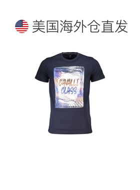 自营Cavalli Class Cotton Men's Men's T-Shirt - blue 美国奥莱