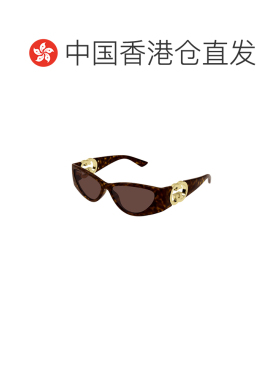 香港直邮GUCCI 女士眼镜 GG1824S002 SS2025 棕色 几何框太阳镜