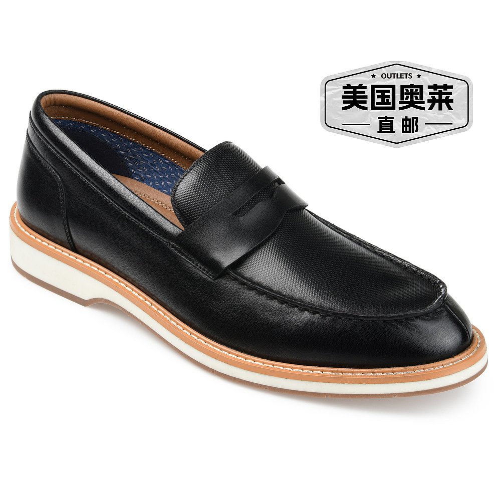 Thomas & Vine Watkins Wide Width Embossed Penny Loafer - 黑 - 图0