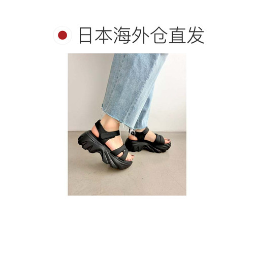 日本直邮ORiental TRaffic 镂空设计厚底凉鞋 51206 黑色厚底鞋 - 图1