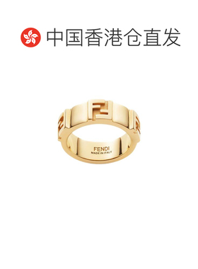 1h可退 香港直邮Fendi 芬迪 女士 FF 金色染色压花徽标铜制戒指 8