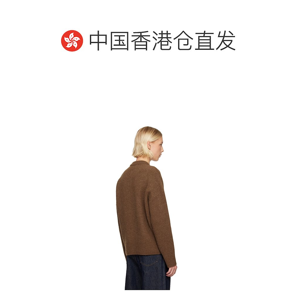 香港直邮Ami Paris 女士 棕色 Alpaca Ami de Coeur 开衫 H25UKC3 - 图1