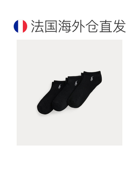 自营欧洲直邮Ralph Lauren拉夫劳伦 女士黑色棉质混纺运动短袜3双
