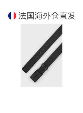 欧洲直邮自营Hugo Boss 男士黑色水牛革压印Logo腰带3.5cm情人节
