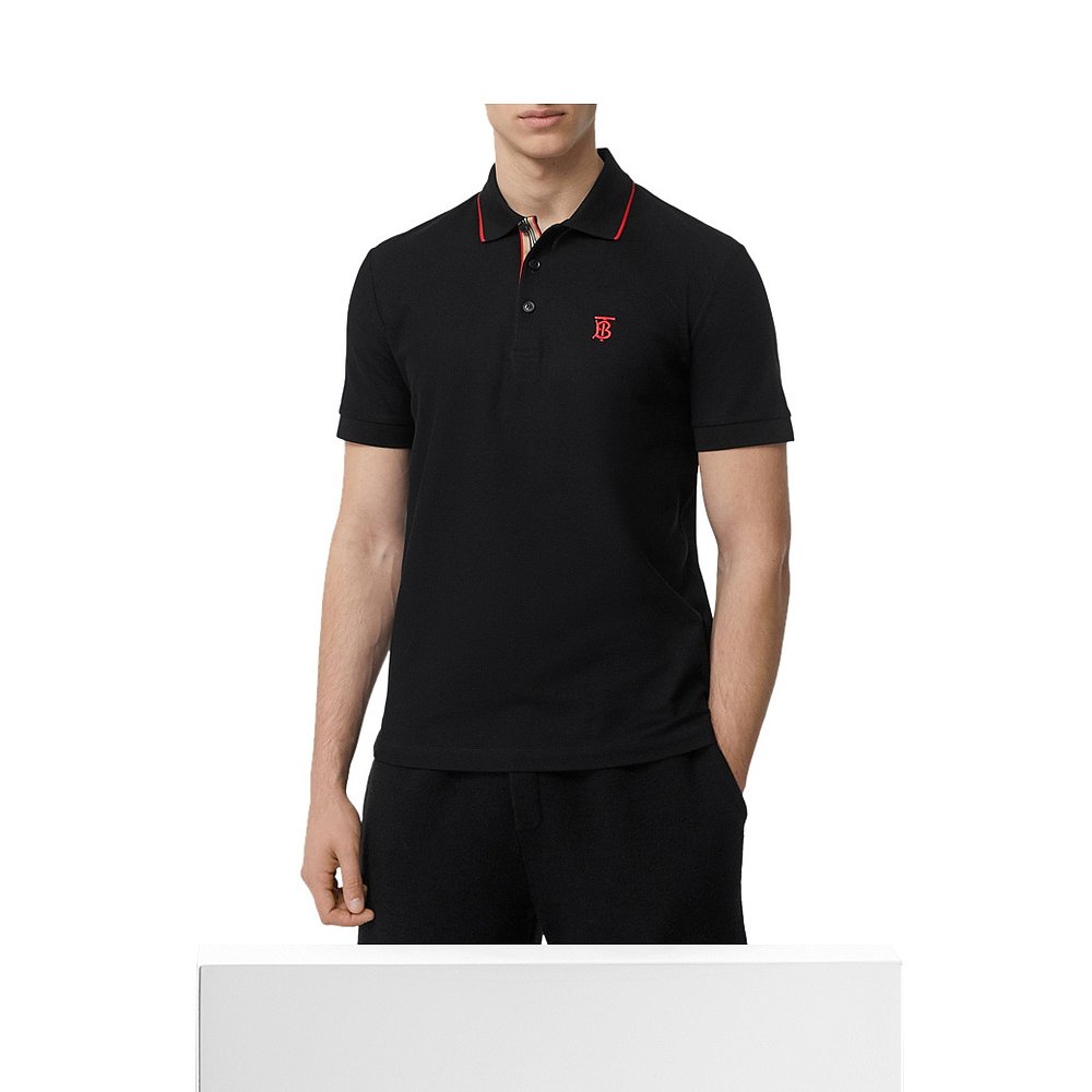 天猫国际海外仓直购香港直邮 Burberry 巴宝莉 男士黑色短袖POLO衫3