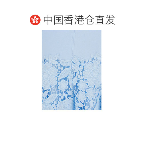 香港直邮Self-Portrait 女士 'Crepe Lace' Details 迷你蓝色短袖 - 图1