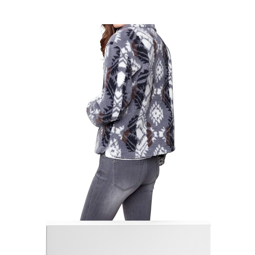 自营 charlie bPrinted Sherpa Short Jacket In Charcoal - char - 图3