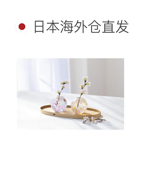 【日本直邮】ADERIA 津轻手作玻璃樱花油菜花一轮插花瓶 F79524