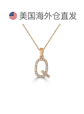 自营sabrina14k 玫瑰金和钻石初始项链 - 玫瑰 q 美国奥莱直发