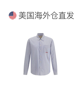 自营Valentino Cotton Pattern Men's Shirt - blue 美国奥莱直发