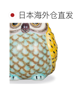 日本直邮九谷烧礼品包装6号巨型猫头鹰黄釉摆件吉祥物