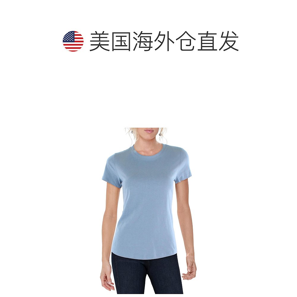 cotton onPlus Womens Summer Crewneck T-Shirt- sky blue【美-图1